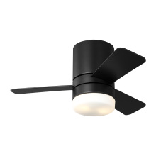 Generation Lighting 3ERHR32MBKD - Era 32 Hugger LED Ceiling Fan in Midnight Black with Midnight Black / American Walnut Reversible