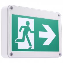 Satco Products Inc. 67/561 - Running Man Green Exit Sign; 120/347V; 2HR backup; Single/Dual Face; Universal Mounting; Wet