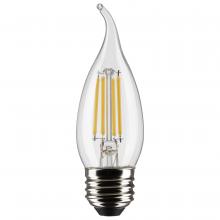 Satco Products Inc. S21314 - 4 Watt CA10 LED Filament; Clear; Medium base; 90 CRI; 4000K; 120 Volt