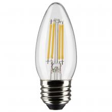 Satco Products Inc. S21368 - 4 Watt B11 LED Filament; Clear; Medium base; 90 CRI; 2700K; 120 Volt; 3-Pack