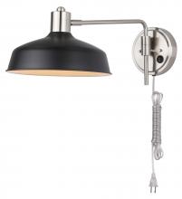 Canarm IWF1055A01BKN - BELLO, BN + MBK Color, 1 Lt Wall Fixture, 40W Type A, On/Off on Back Plate