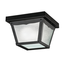 Kichler 365BK - 7.5" 1 Light Outdoor Flush Mount with Clear Textured Glass in Black