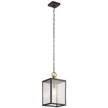 Kichler 59008WZC - Lahden 17.25" 1 LT Outdoor Convertible Pendant/Semi Flush with Clear Seeded Glass in Weathered Z